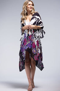 MONOTONE & SPLASH FLOWER KIMONO