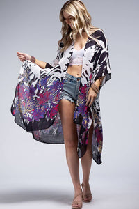 MONOTONE & SPLASH FLOWER KIMONO