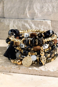 Stretch Bracelets, 9-in-1 Skull Charms Beads