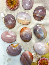 Pink Jasper Pillow Pocket Palmstone - Unetched