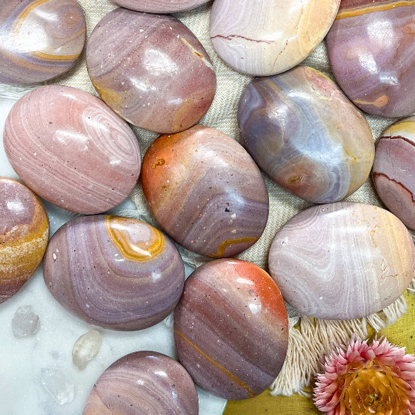 Pink Jasper Pillow Pocket Palmstone - Unetched