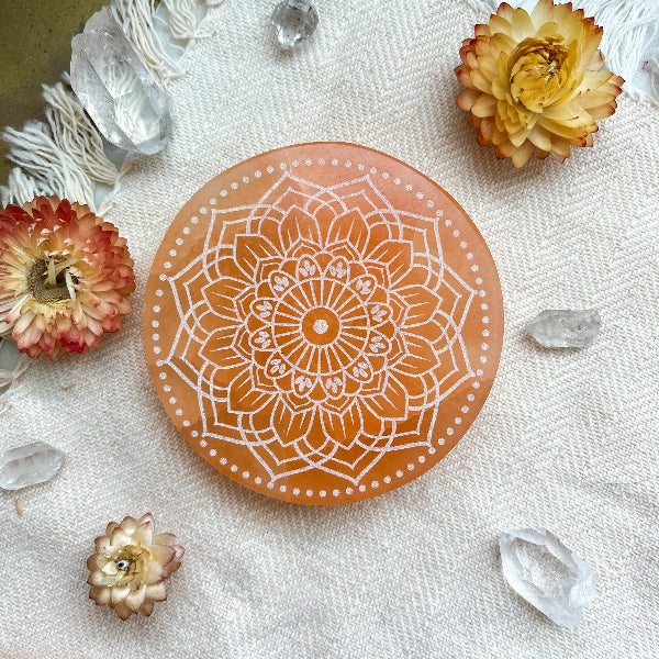 Crystal Charging Plate - Peach Selenite