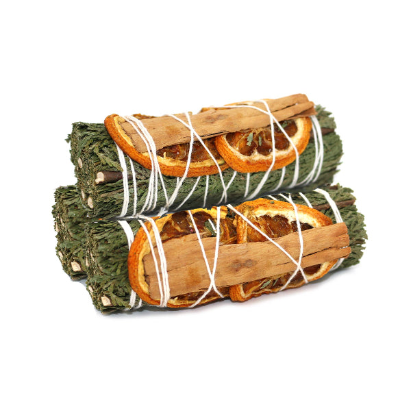 Smudge Stick Bundle, Cedar, Orange & Cinnamon, Pack of 2 (4 in.)