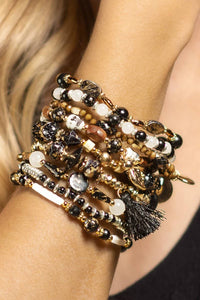 Stretch Bracelets, 9-in-1 Skull Charms Beads