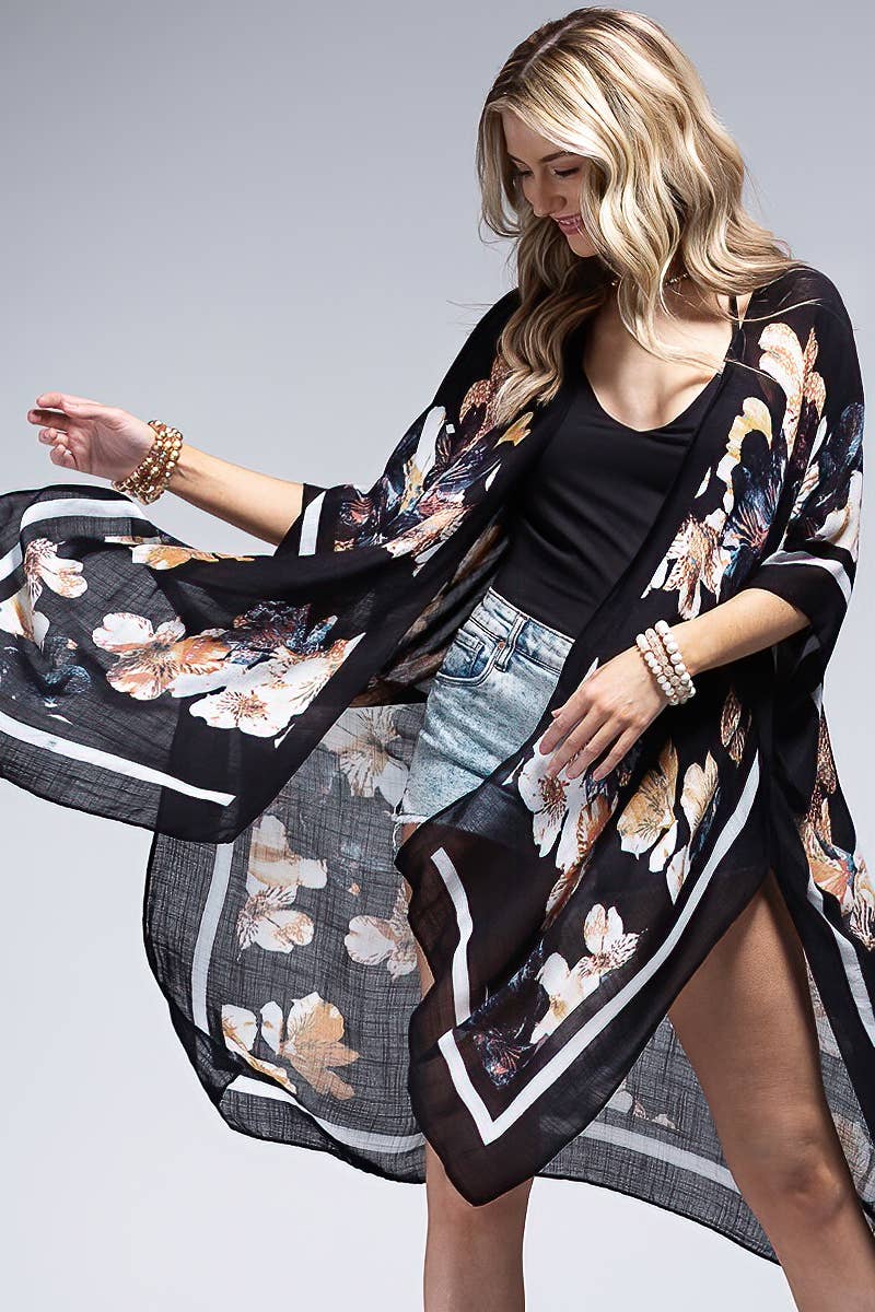 FLOWER PRINT KIMONO