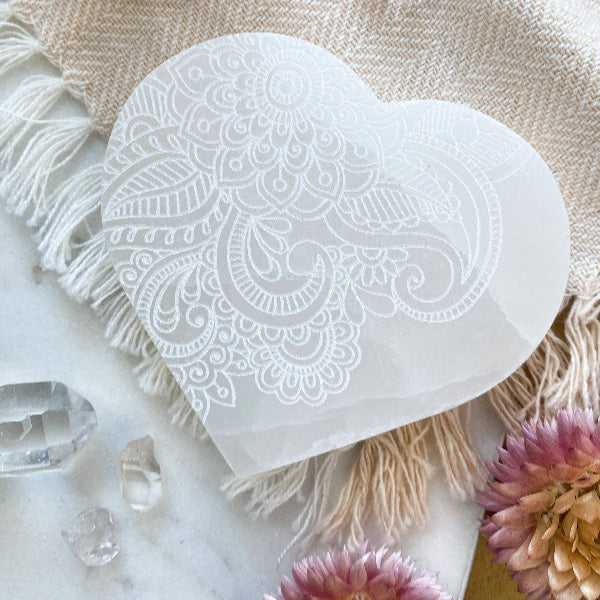 Crystal Charging Plate - Henna Selenite Heart