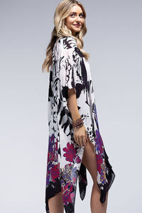 MONOTONE & SPLASH FLOWER KIMONO