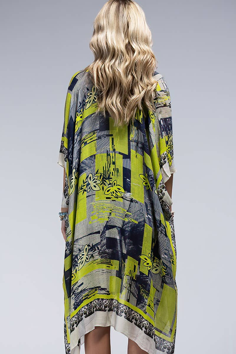 GEOMETRIC & FLORWER KIMONO