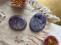 Etched Lepidolite Worry Stone - Assorted Mandalas