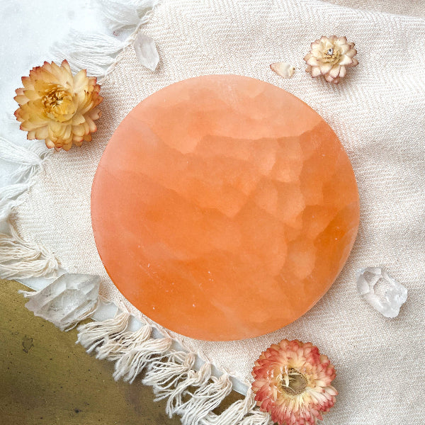 Crystal Charging Plate - Peach Selenite