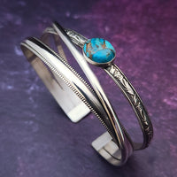 CROSSOVER Cuff No. 6, Sterling with Turquoise