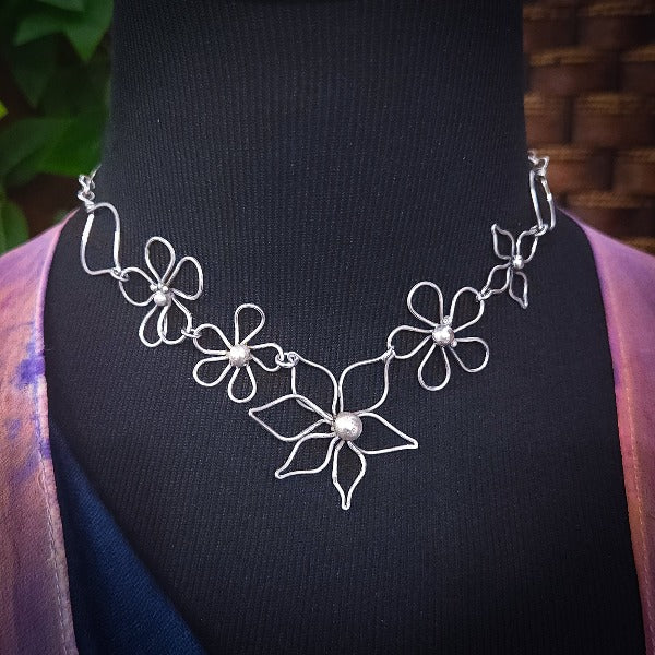 Ready To Ship Garden Silhouette Necklace, Dahlia and Daisies {One-Of-A-Kind}