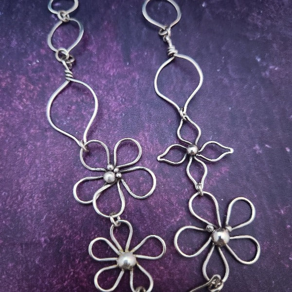 Ready To Ship Garden Silhouette Necklace, Dahlia and Daisies {One-Of-A-Kind}