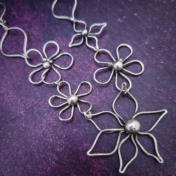 Ready To Ship Garden Silhouette Necklace, Dahlia and Daisies {One-Of-A-Kind}