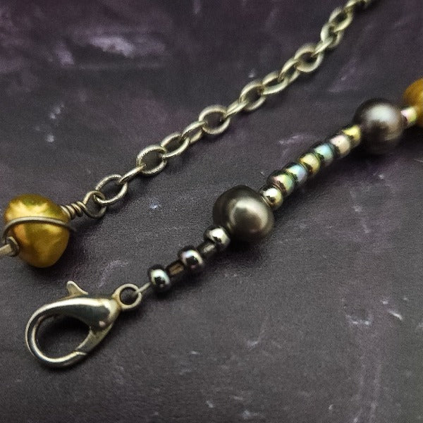 MARNIA Necklace with FREE BRACELET, Ammonite and Titanium Druzy and Freshwater Pearls, One of a Kind, *READY TO SHIP*