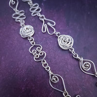 Ready To Ship Garden Silhouette Gemstone Necklace, Dahlia and Rose Bud {One-Of-A-Kind}