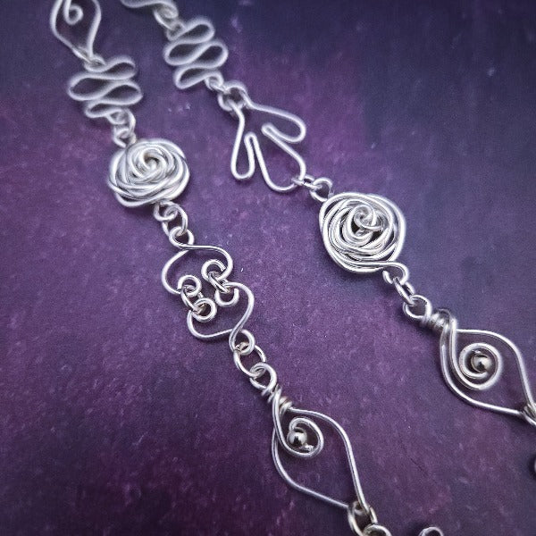 Ready To Ship Garden Silhouette Gemstone Necklace, Dahlia and Rose Bud {One-Of-A-Kind}