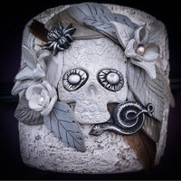 SKULL PLANTER #1 {One of A Kind, Pearls and Grays}