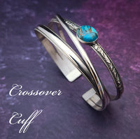 CROSSOVER Cuff No. 6, Sterling with Turquoise
