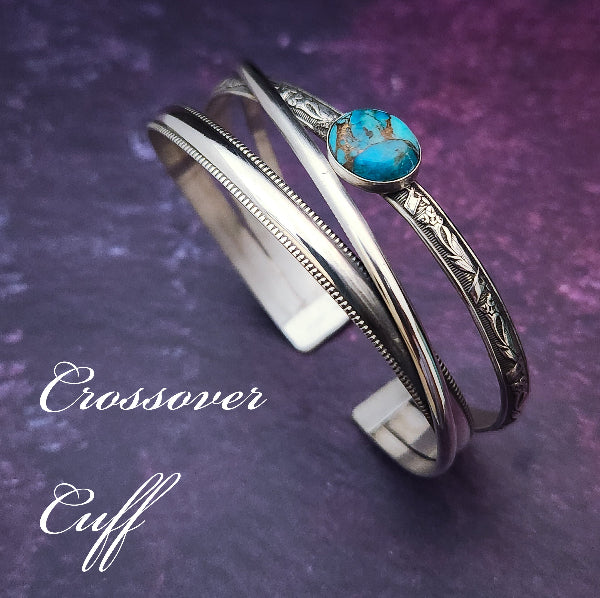 CROSSOVER Cuff No. 6, Sterling with Turquoise