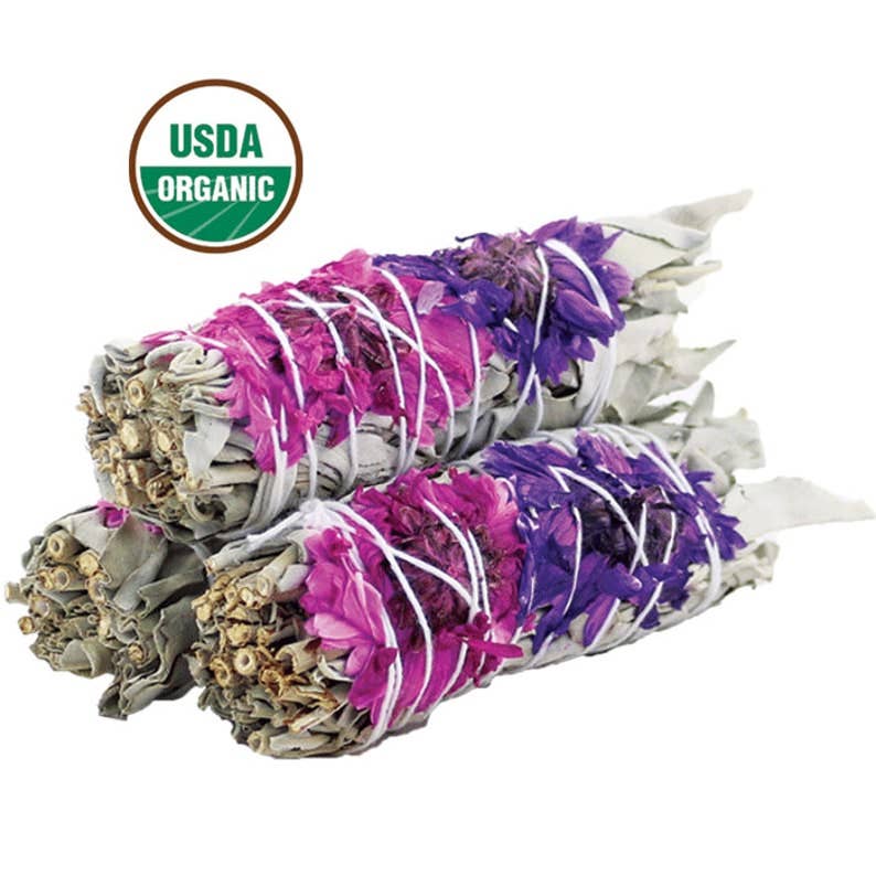 Smudge Stick Bundle 'Blissful' Floral White Sage (4 in.) Pack of 2 Bundles