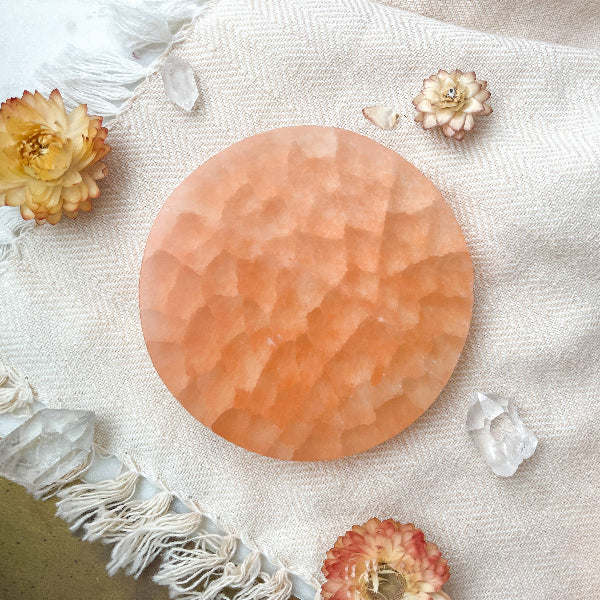 Crystal Charging Plate - Peach Selenite