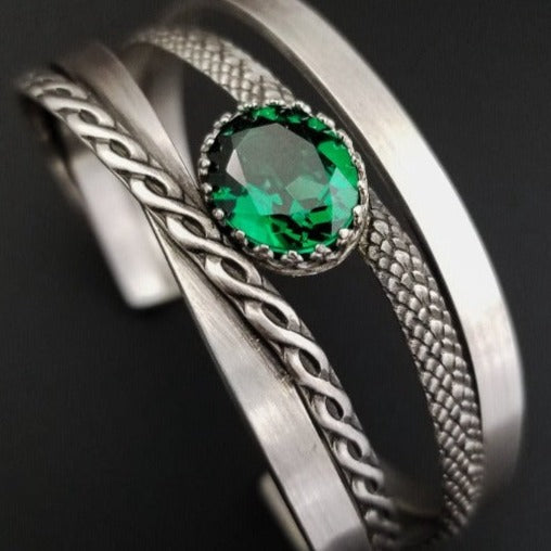 CROSSOVER CUFF, Emerald & Sterling