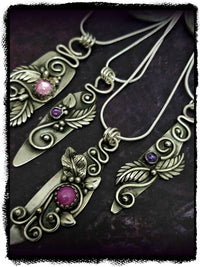 SOLD - FLORAL GARDEN PENDANT, BEI, Sterling with Star Ruby, One of A Kind