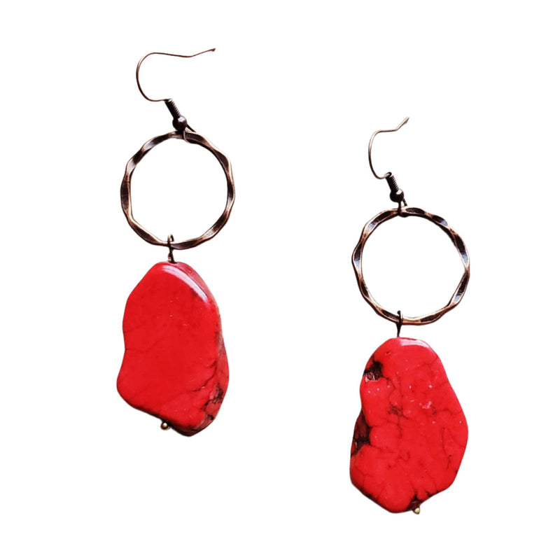 * Red Turquoise Chunky Earrings