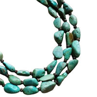 * Large Triple Strand Natural Turquoise Copper Collar Necklace