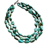 * Large Triple Strand Natural Turquoise Copper Collar Necklace