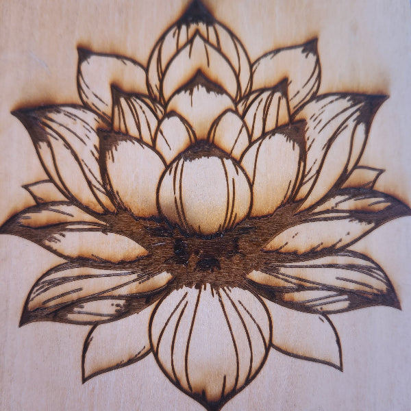 JOURNALS, Lotus Engraved Wooden Journal Cover, Natural Wood {Can be Personalized}