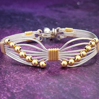 Butterfly Bracelet silver with gold beads 