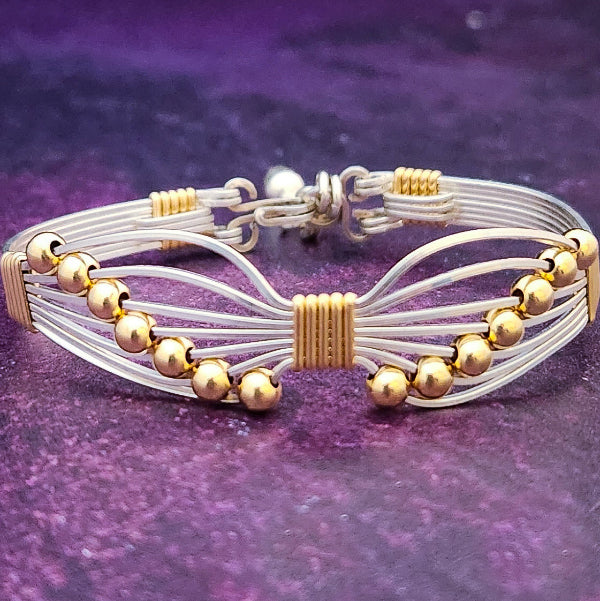 Butterfly Bracelet silver with gold beads 