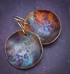 Flame Kissed Copper Earrings, Circle Bowls, by Studio Navarri