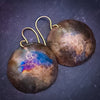 Flame Kissed Copper Earrings, Circle Disks, by Studio Navarri