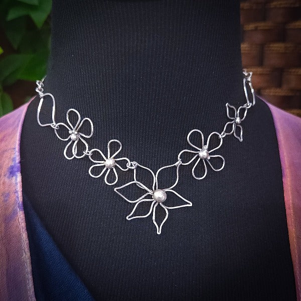 *Ready To Ship Garden Silhouette Necklace, Dahlia and Daisies {One-Of-A-Kind}