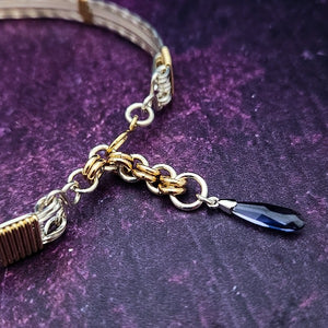 JEMANEI, Locking Gemstone Collar, Tanzanite with Sterling Silver and Gold {One of A Kind}