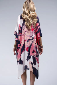 Artistic & lightweight kimono with bold watercolor-effect flowers 