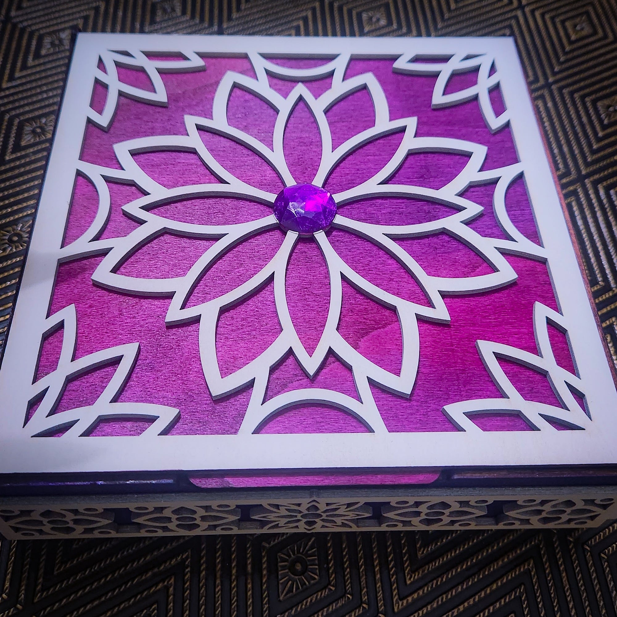 Mandala Storage Box, Purple Berries