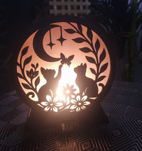 Kittens & Butterflies, Electric Nite Light, Handcrafted Cat & Moon I Cozy Ambient Lamp for Bedrooms & Nursery