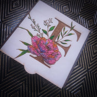 Peony Initial Treasure Box – Hand Painted Wooden Keepsake Box with Velour Lining