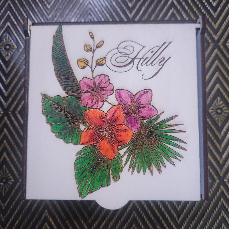 PERSONALIZED Tropical Treasure Box – Hand Painted Wooden Keepsake Box with Velour Lining