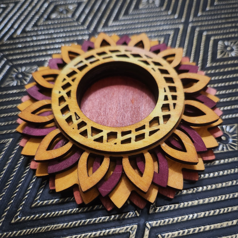 Sunflower Tea Light Holder in shades of sunset, marigold and lemon 2