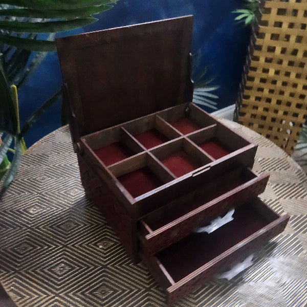 TERASSO Jewelry Box, Walnut & Rosewood Tones (can be personalized)