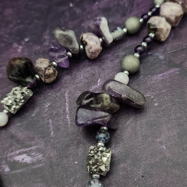 Avelavee Angel Necklace, Sterling and Charoite, One of a Kind