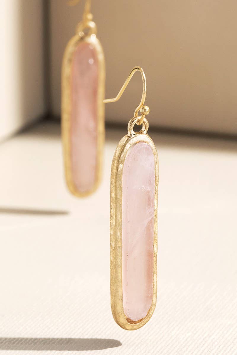 Metal Bar Earring with Stone