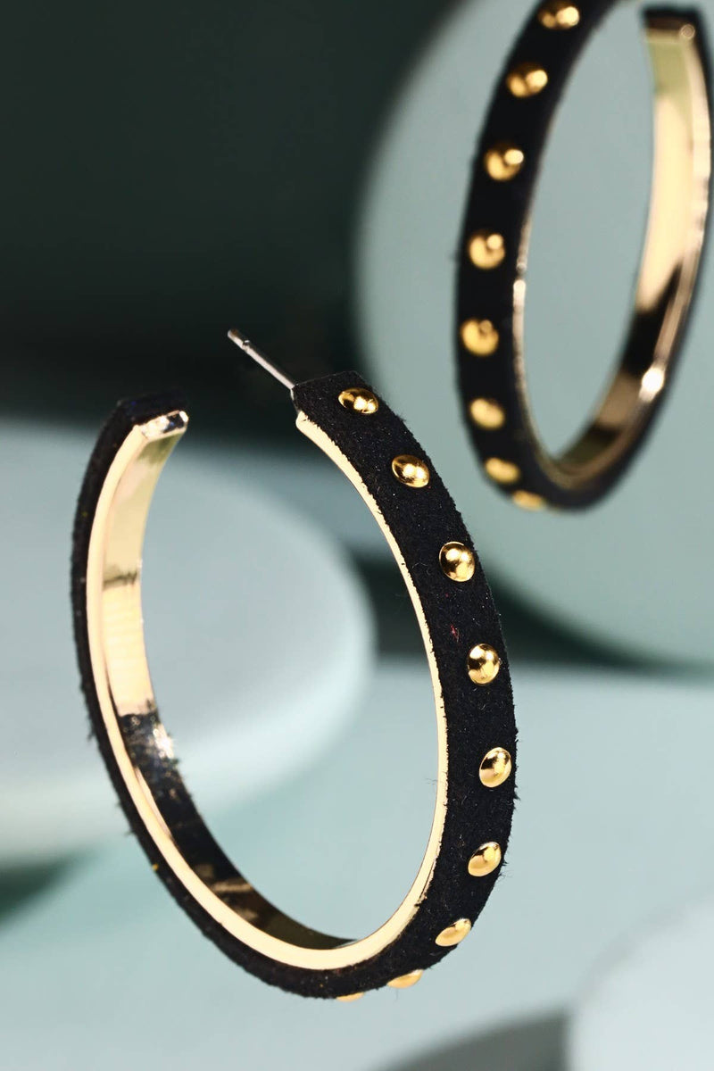 Suede Studded Hoop Earrings {More Colors Coming Soon}