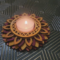 Sunflower Tea Light Holder in shades of sunset, marigold and lemon.