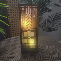 Domara 11 inch Laser Cut Lamp inspired by Frank Lloyd Wright, created by Studio Navarri